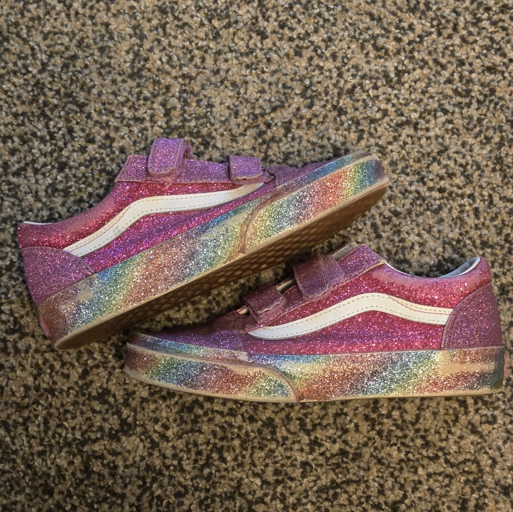 Vans Velcro Closure Girls Shoes (Size 2.5)